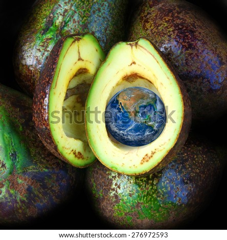world with avocado . Elements of this image furnished by NASA