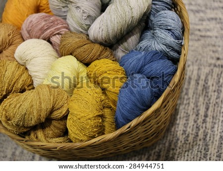 colorful cotton thread in basket
