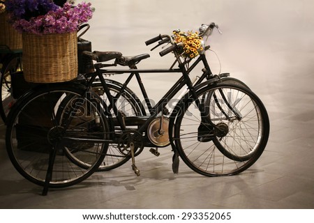 vintage bicycle with flower basket