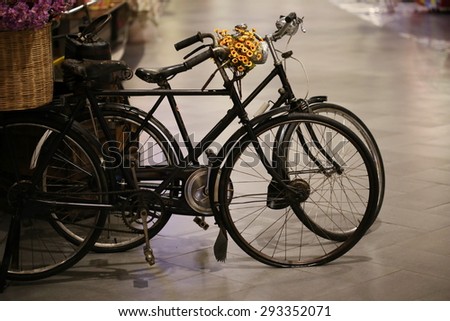 vintage bicycle with flower basket