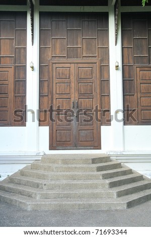 Wood door with step of thai house