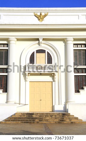 Thai palace big door with balcony.