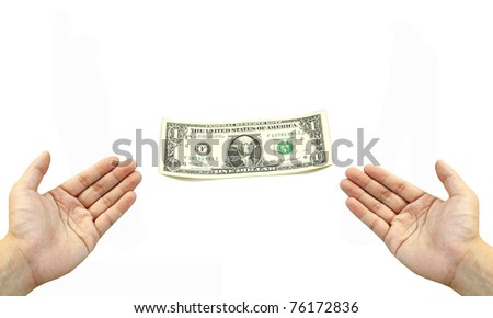 Two hand invite to get a dollar bill