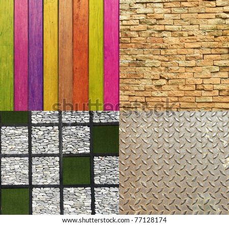 Texture Series - Set of 4; Colorful plank,block ,stone grass ,diamond steel sheet