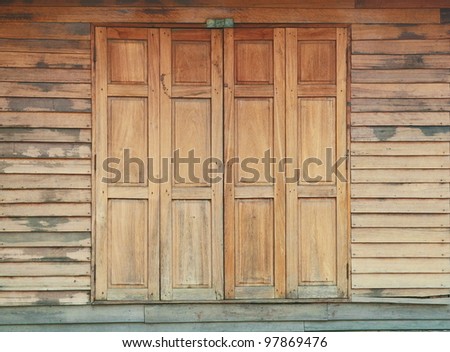 Old wooden house door, Thailand traditional style
