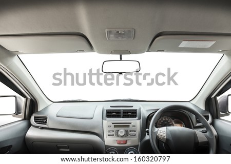 Car rear view mirror isolated on white.