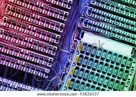 close up  abstract electronic number board background.