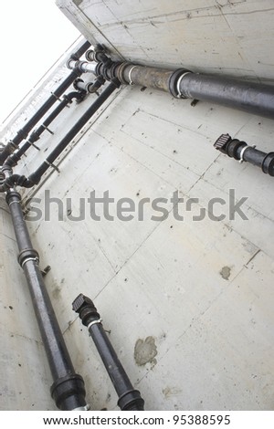 water pipeline in wall room.