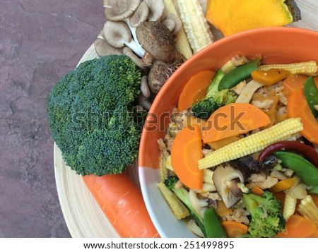 Mix vegetables fried with  soy protein