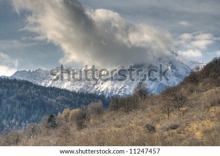 The Bucegi Mountains in spring, in Romania.