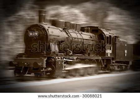 Beautiful steam train locomotive on the move