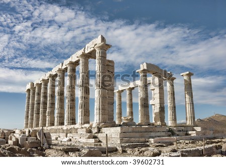 Poseidon\'s Temple at Kato Sounio in Attiki region, Greece