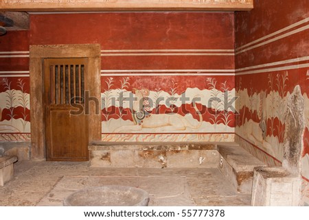 Throne Room at Knossos Archeological Site in Crete, Greece