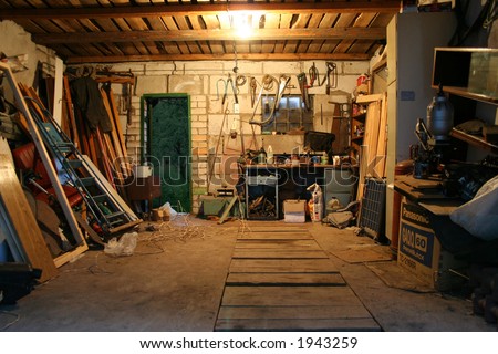 old garage full of tools and stuff