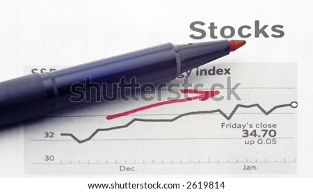 stock chart with upward trend marked in red