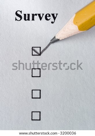 survey being filled out in pencil with texture showing in paper