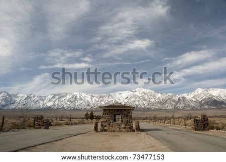 Manzanar National Historic Site. Entry Gate. Site where Japanese American citizens and resident Japanese aliens were interned during World War II.