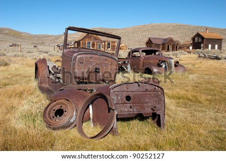 Old Cars at Bodie Historic State Park,  an Old West Ghost Town