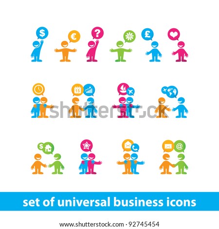 Collection of universal business icons. Business people - business communication. Vector.