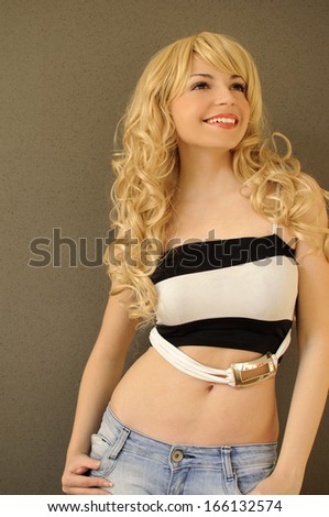 Beautiful young woman with flat belly