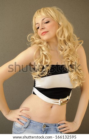 Beautiful young woman with flat belly