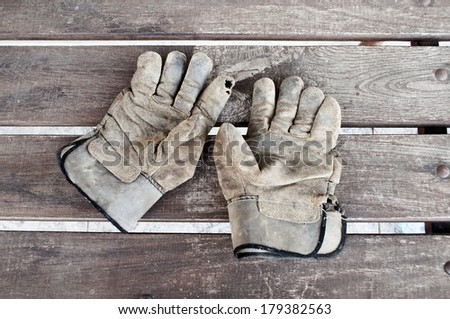 Old dirty protection worker gloves
