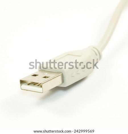 White USB Cable on white background