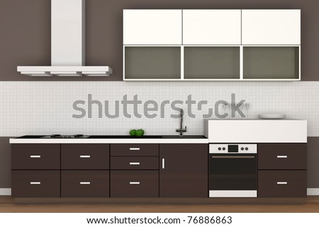 Modern Kitchens on Modern Kitchen Interior  Hight Resolution 3d Image  Stock Photo