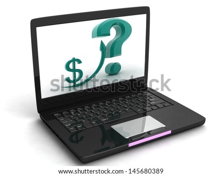 Dollar Sign And Up Arrow On Laptop Shows Earnings Or Profit