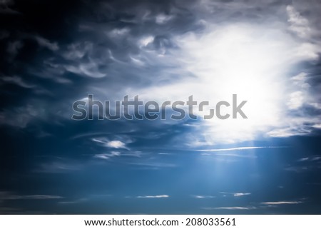 Abstract blue and white background with light spot