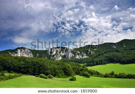 Landscape with the limestone rocks (Sulov, Slovakia, Middle-East Europe)