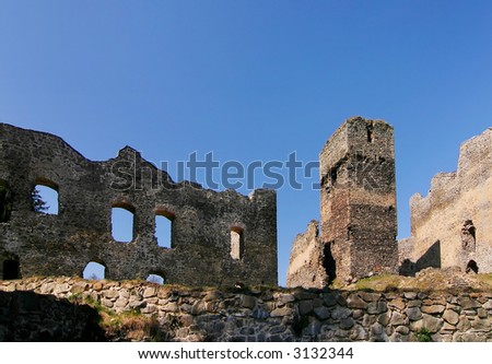 ruin of medieval castle and blue sky in czech republic/europe - look at my portfolio to other photos