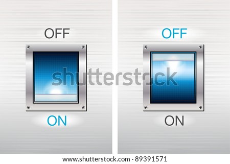 ON/OFF switch buttons on metal background
