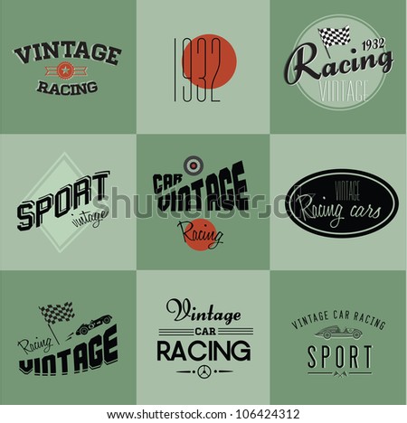 Vintage Stock  Auto Racing on Vintage Car Racing Badges Stock Vector 106424312   Shutterstock