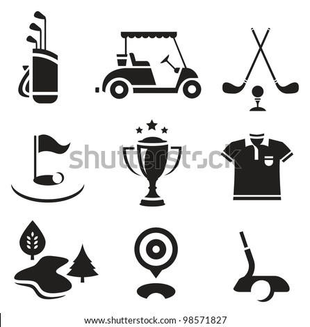 vector golf icons nine stylized club search shutterstock