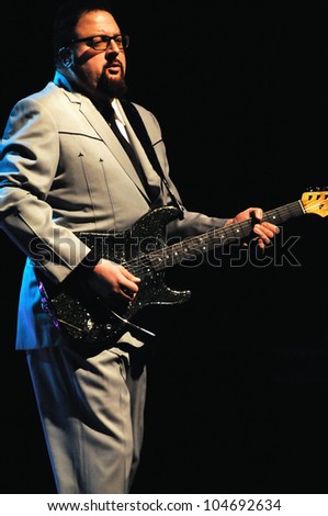 COLORADO SPRINGS, CO. USA	MARCH 12:		Guitarist Herschel Yatovitz of the Blues Rock band Chris Isaak performs in concert March 12, 2012 at the Pikes Peak Center in Colorado Springs, CO. USA