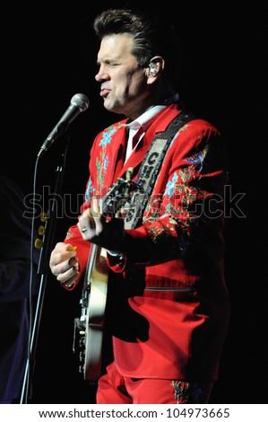 COLORADO SPRINGS, CO. USA	MARCH 12:		Vocalist/Guitarist Chris Isaak of the Blues Rock band Chris Isaak performs in concert March 12, 2012 at the Pikes Peak Center in Colorado Springs, CO. USA