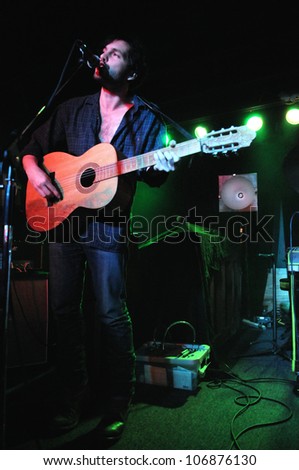 COLORADO SPRINGS, CO. USA	FEBRUARY 9:		Vocalist/Guitarist Robert Francis of the Robert Francis band performs in concert February 9, 2012 at the Black Sheep in Colorado Springs, CO. USA
