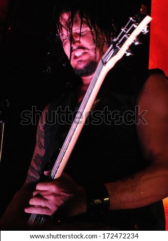 DENVER	OCTOBER 05:		Guitarist Dan Donegan of the Heavy Metal band Disturbed performs in concert October 5, 2011 at the Comfort Dental Amphitheater in Denver, CO.