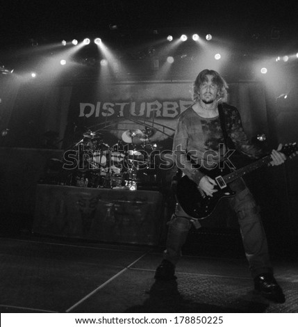 DENVER	MARCH 25:		Guitarist Dan Donegan of the Heavy Metal band Disturbed performs in concert March 25, 2000 at the Fillmore Auditorium in Denver, CO.