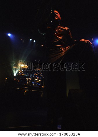 DENVER	MARCH 25:		Vocalist David Draiman of the Heavy Metal band Disturbed performs in concert March 25, 2000 at the Fillmore Auditorium in Denver, CO.