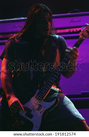 DENVER	AUGUST 22:		Bassist Robert Trujillo of the Heavy Metal band Black Label Society performs in concert August 22, 2002 at the Pepsi Center in Denver, CO.