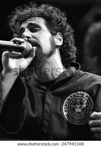 DENVER	AUGUST 22:		Vocalist Serj Tankian of the Heavy Metal band System of a Down performs in concert August 22, 2002 at the Pepsi Center in Denver, CO.