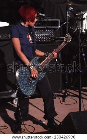 DENVER	MAY 01:		Guitarist Fallon Bowman of the Alternative Rock band Kittie performs in concert May 11, 2001 at Red Rocks Amphitheater in Denver, CO.