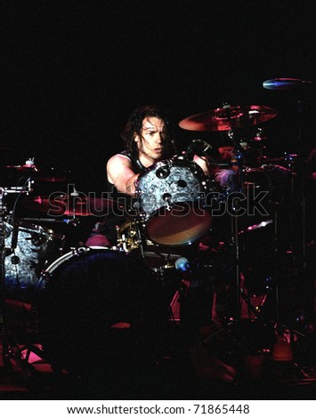 DENVER- MAY 6:Robin Goodridge, drummer of the alternative rock band Bush, performs in concert May 6, 2000 at Red Rocks Amphitheater in Denver, CO.