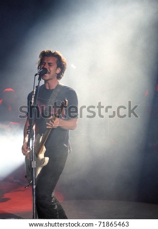 DENVER-MAY 6: Gavin Rossdale, vocalist & guitarist of the alternative rock band Bush, performs in concert May 6, 2000 at Red Rocks Amphitheater in Denver, CO.