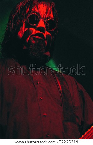 DENVER - DECEMBER 9:		Guitarist Greg Tribbett of the Alternative Heavy Metal band Mudvayne performs in concert December 9, 2002 at the Fillmore Auditorium in Denver, CO.