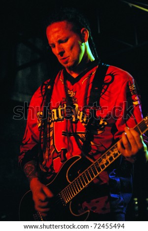 COLORADO SPRINGS, CO. - SEPTEMBER 29: 	Guitarist Zoltan Bathory of the Heavy Metal band Five Finger Death Punch performs in concert September 29, 2008 in Colorado Springs, CO. USA