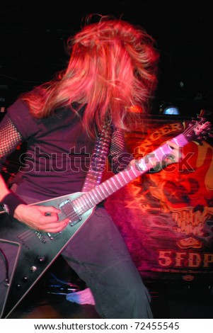 COLORADO SPRINGS, CO. - SEPTEMBER 28: 	Guitarist Darrell Roberts of the Heavy Metal band Five Finger Death Punch performs in concert September 28, 2007 in Colorado Springs, CO. USA