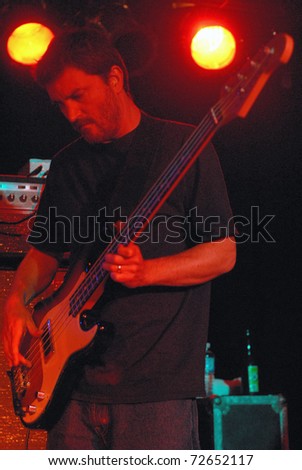 COLORADO SPRINGS, CO. - OCTOBER 6: Bassist Dan Maines of the Heavy Metal band Clutch performs in concert on October 6, 2008 at the Black Sheep Theater in Colorado Springs, CO.